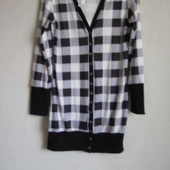 Women's Fall Long Sleeve Snap Button Down Buffalo Plaid Cardigan Size Me… - Picture 3 of 7